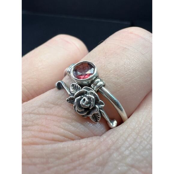 Vintage sterling silver rose ring size 7 - Picture 7 of 16